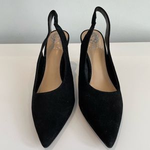 NBW Vince Camuto AMPERETA Pump Black Suede Pointed Toe Sling Back dress Pumps